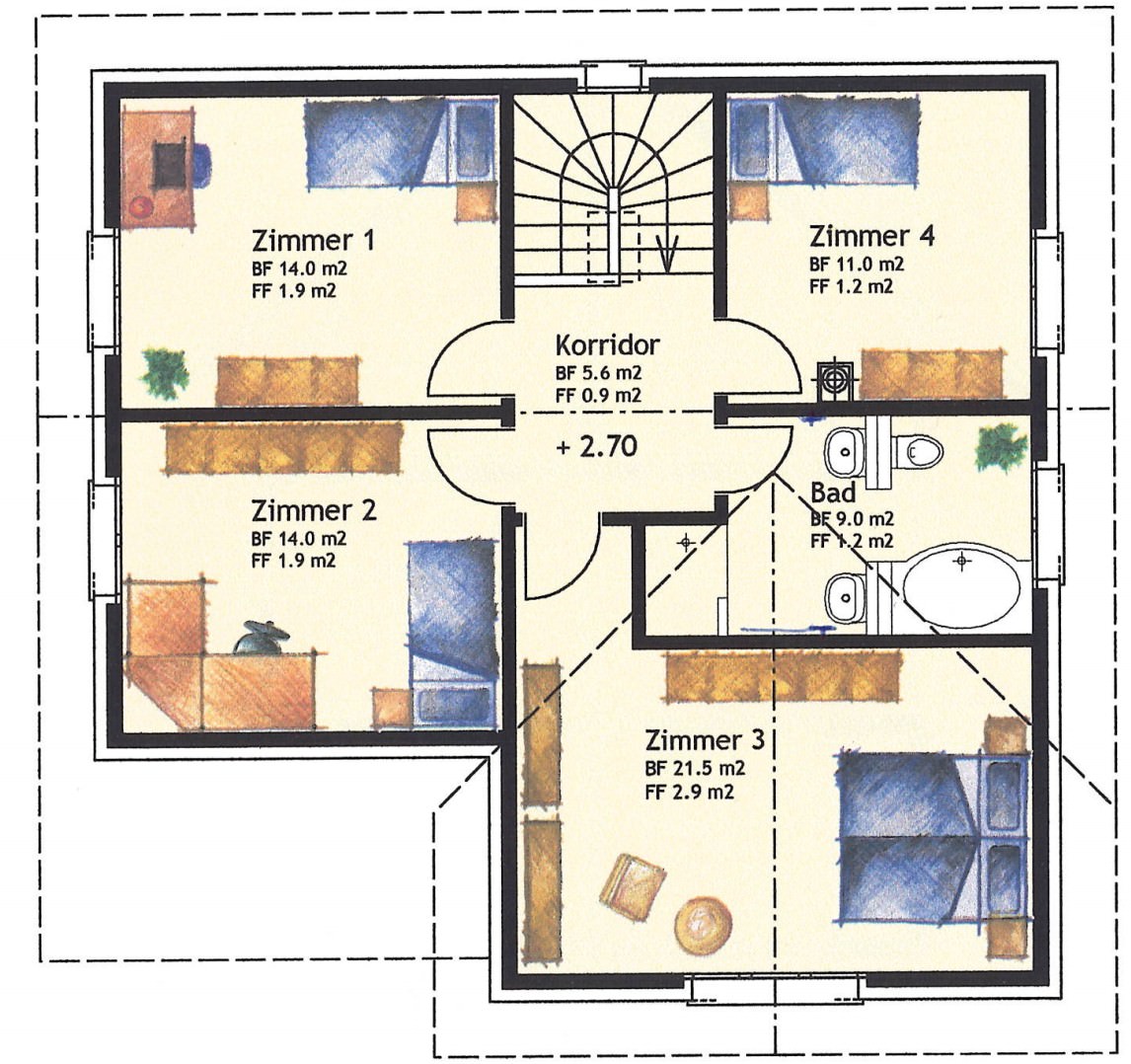 Grundriss des Obergeschosses